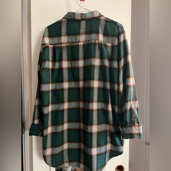 Pink Lily. Worn one time for Christmas. Oversized flannel in size small. - Picture 2 of 2